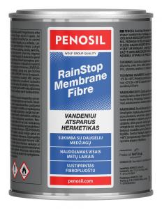 Putos, silikonai, klijai VANDENIUI ATSPARUS HERMETIKAS RainStop Membrane Fibre 1 L. 